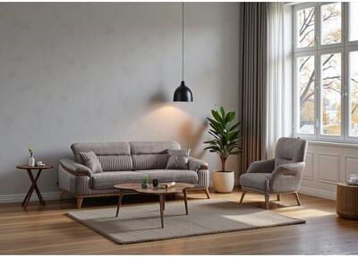 Furnia Moderna 3 Pieces Living Room Sets 1 Sofa 2 Chair