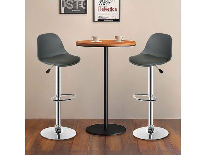 Lot de 2 Tabourets de Bar avec Repose-Pieds - Chaise de Bar Siège Réglable et Pivotant - Gris - PIPIPOXER