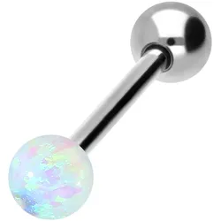 Chirurgenstahl Barbell SYNTHETISCHER OPAL + CHIRURGENSTAHL-KUGEL