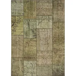 Vintage Teppich Patchwork 170 x 240 cm Mischgewebe Grün Pistazie