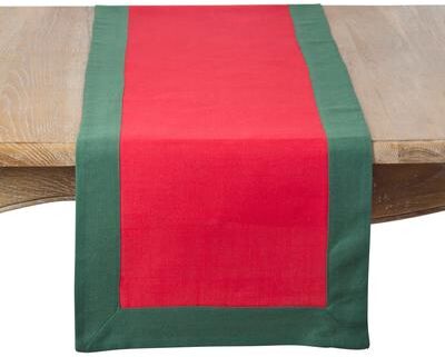 Saro Lifestyle Holiday Border Table Runner - Festive Christmas Table Runner for Dining & Seasonal Entertaining