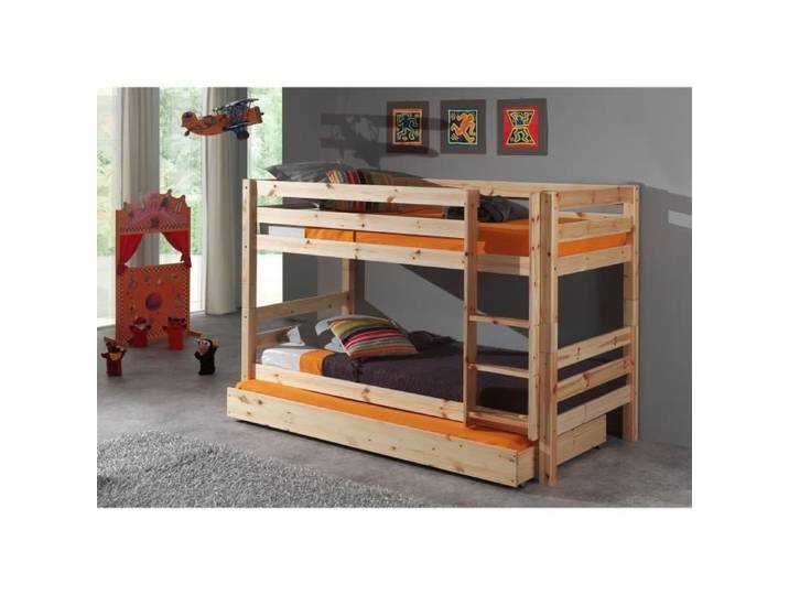 Lit enfant superposé gigogne bois nature - Vipack - PINO - Style et design Scandinave