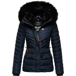 NAVAHOO Damen Winterjacke Warm gefütterte Steppjacke mit Kunstfell-Kapuze Wisteriaa