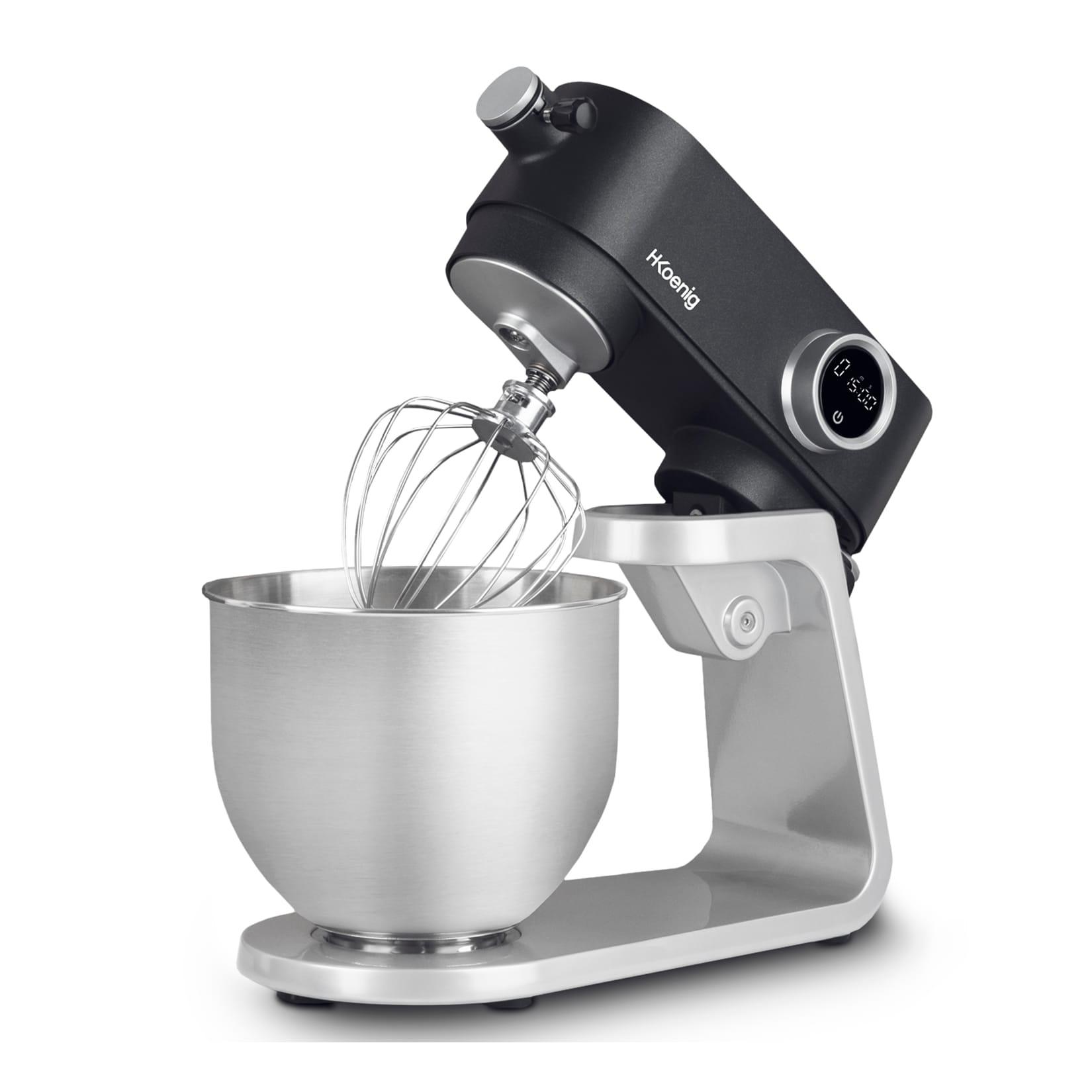 H.Koenig KM120 Küchenmaschine, professionell, multifunktionell, 5 l, Edelstahl, Mattgrau, leistungsstark, 800 W, 8 Geschwindigkeitsstufen