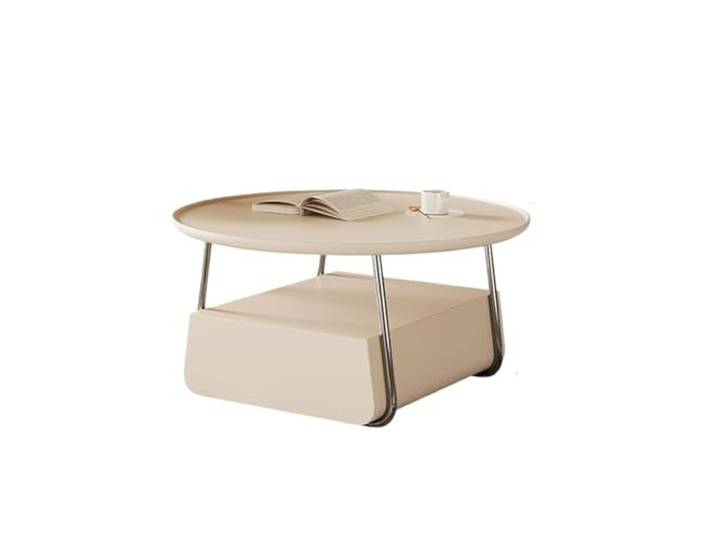 Ptasccne Couchtisch mit Stauraum, runde Mitteltische for Wohnen Zimmer mit Schubladen-Metallrahmen for Zuhause couchtisch