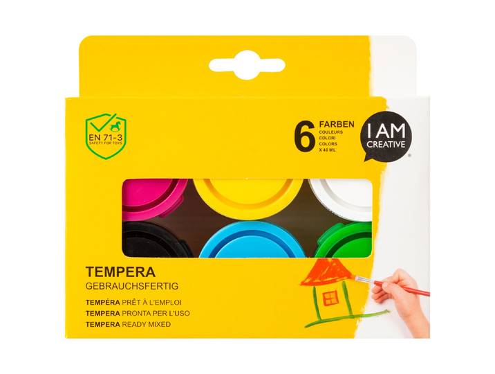 Tempera Set, seidenmatt, 6 Farben à 40 ml