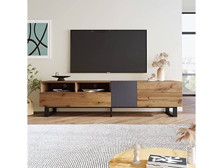 FAYICIC Moderner Colorblocking-TV-Schrank TV-Schrank mit Holzmaserung 180cm