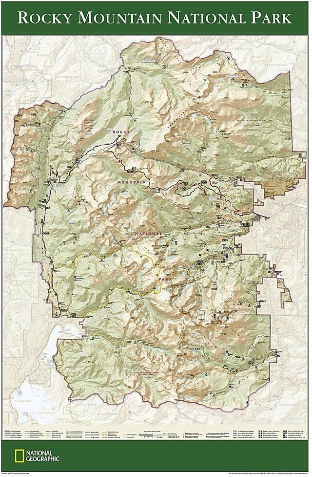 National Geographic Historic POD Carte 2005 du parc national des Rocky Mountain