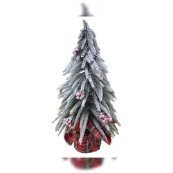 Christmas Decorations Künstlicher Tannenbaum mit Beeren 20cm im Stoffsack - kleiner Deko Christbaum Weihnachtsbaum Dekobaum - Weihnachtsdeko & Winterdeko grün weiß rot