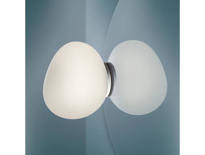 Foscarini Wandleuchte Gregg piccola, dimmbar, weiß / opal, für Badezimmer, Glas, Design
