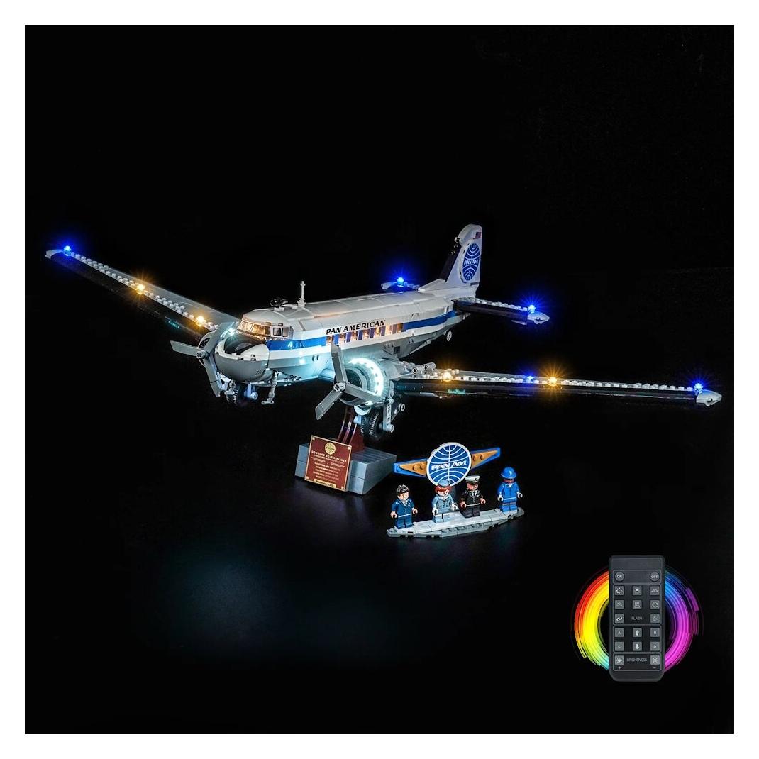 BrickBling LED Beleuchtungs-Set für LEGO 11378 Douglas DC-3 PAN AM Passagierflugzeug mit Fernbedieung (GC1408)