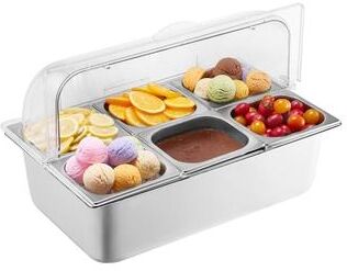 Tools, Home & Hobby Condiment Server Stainless Steel Buffet Food Display With Lid & Cooling Trays Condiment Server Stainless Steel Buffet Food Display With Lid & Cooling Trays