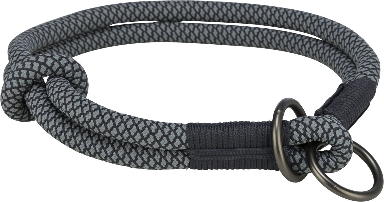 TRIXIE Soft Rope Zug-Stopp-Halsband, 30 cm / Ø 6 mm, schwarz/grau