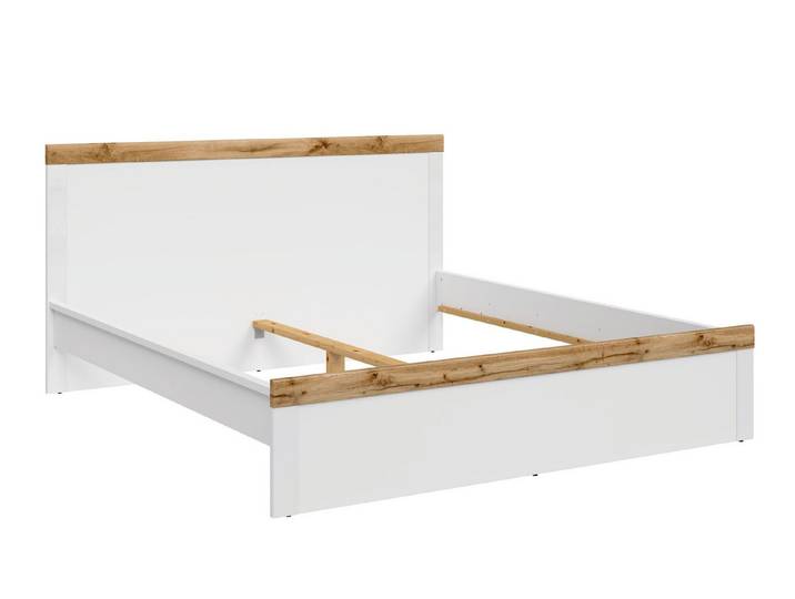 Feldmann-Wohnen Futonbett Holten (Ausführung ohne Bettschubladen, Hochglanz & Holz-Optik, 0-tlg., moderne Optik, Ausführung wählbar, Hochglanz & Holz-Optik), weiß Eiche Wotan Hochglanz Ausführung 180x200cm