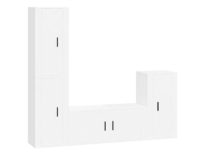 LMTYOENFG 4-TLG TV-Schrank-Set Wandmontage Lowboard Hängeschrank Weiß Flexibles 4-teiliges Hängeregal aus stabilem Holzwerkstoff für Wohnzimmer und Schlafzimmer mit großzügigen Fächern.