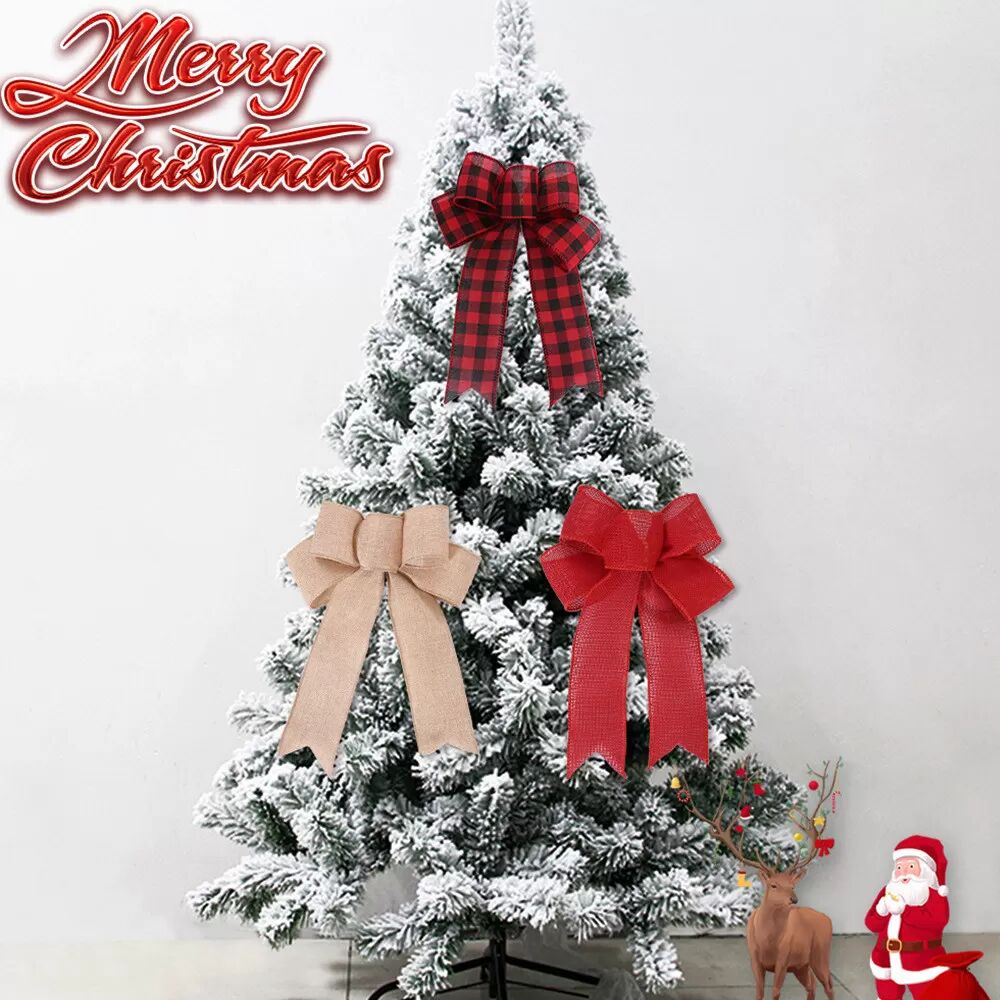 INF 5 Packungen Weihnachtsschleifendekoration, Kränzeschleife, Weihnachtsbaumschleife Rot
