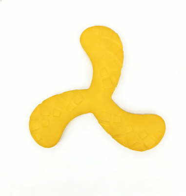 The Handy Homestead Dog Boomerang Frisbee Floating Fetch Toy For Active Dogs yellow