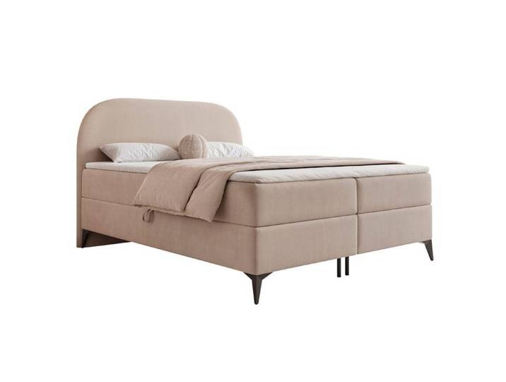 Lit Coffre NOELIA - 160x200 cm - avec matelas - velours élégant brillant - Beige