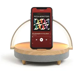 Livoo LED-Lautsprecher mit Wireless Ladegerät (4 h), Bluetooth Lautsprecher, Braun