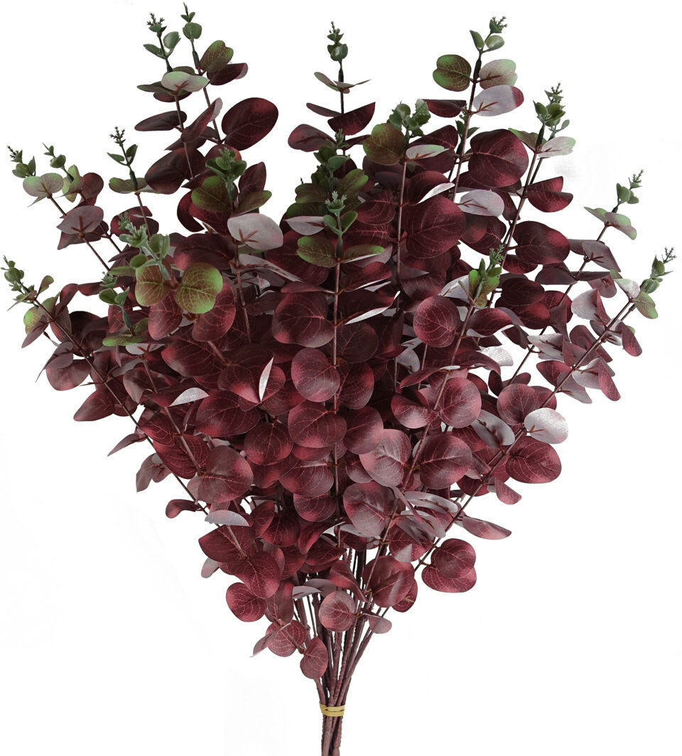 Leaf Pack of 6 Artificial Eucalyptus Foliage Red/Green 100 cm x 20 cm