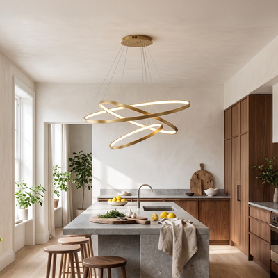 Janet   Modern Hanging Chandelier   Warm White (3000k) / 3 Rings / Black Ash   MOD LIGHTING