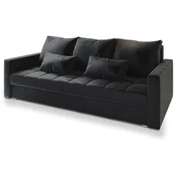 BETTSOFA SIRO Schwarz Plüsch-Stoff mit Schlaffunktion