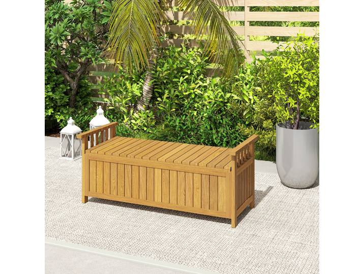 Outsunny Banc 2 Places Bois Extérieur avec Rangement 186L Marron