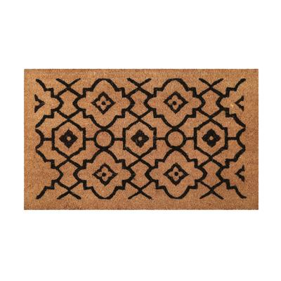 Fußmatte WECON HOME "Posh Palace", beige (natur,schwarz), B:60cm H:18mm L:90cm, Kokos, Teppiche, Fußmatte, rutschfest, robust, innen, Außenbereiche überdacht, schwer