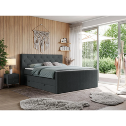 BOXSPRINGBETT KING VELEN 200/200 Dunkelgrau Struktur - H3