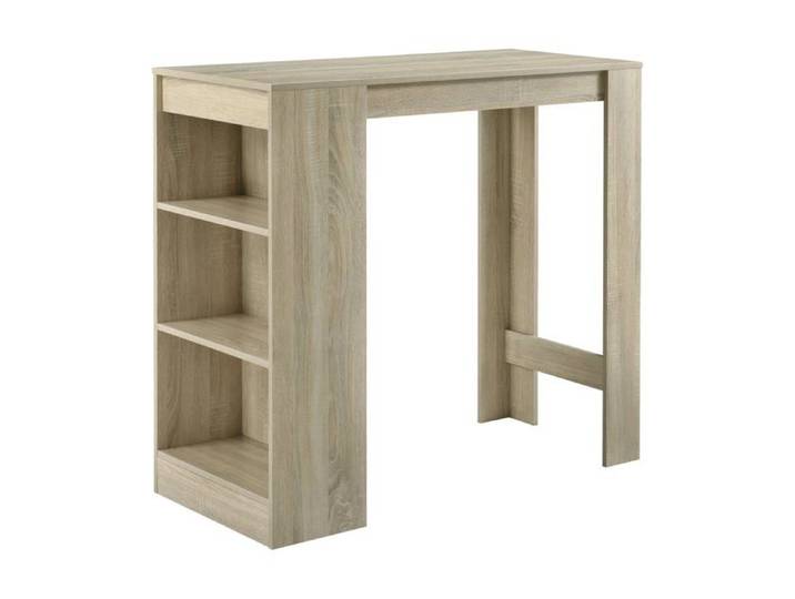 Table de bar avec rangement table bistro haut 110 cm effet chene