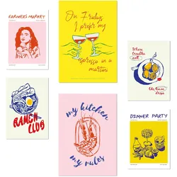 POSTER Set Mit 6 Von Lebensmitteln & Wein Im Pop Art A3 & A4 Rahmenlos