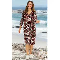 Viskose-Kleid in Druck dunkelblau in Größe 44 von DW-Shop, Dunkelblau, 44