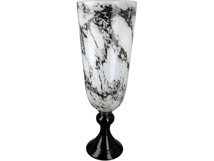 Tischvase CASABLANCA BY GILDE Pokal Vase Trophy, mit Marmorfinish , schwarz-weiss (schwarz, weiß), H:45cm Ø:16cm, Glas, Vasen, Tischvase, dekorative Vase aus Glas, Blumenvase
