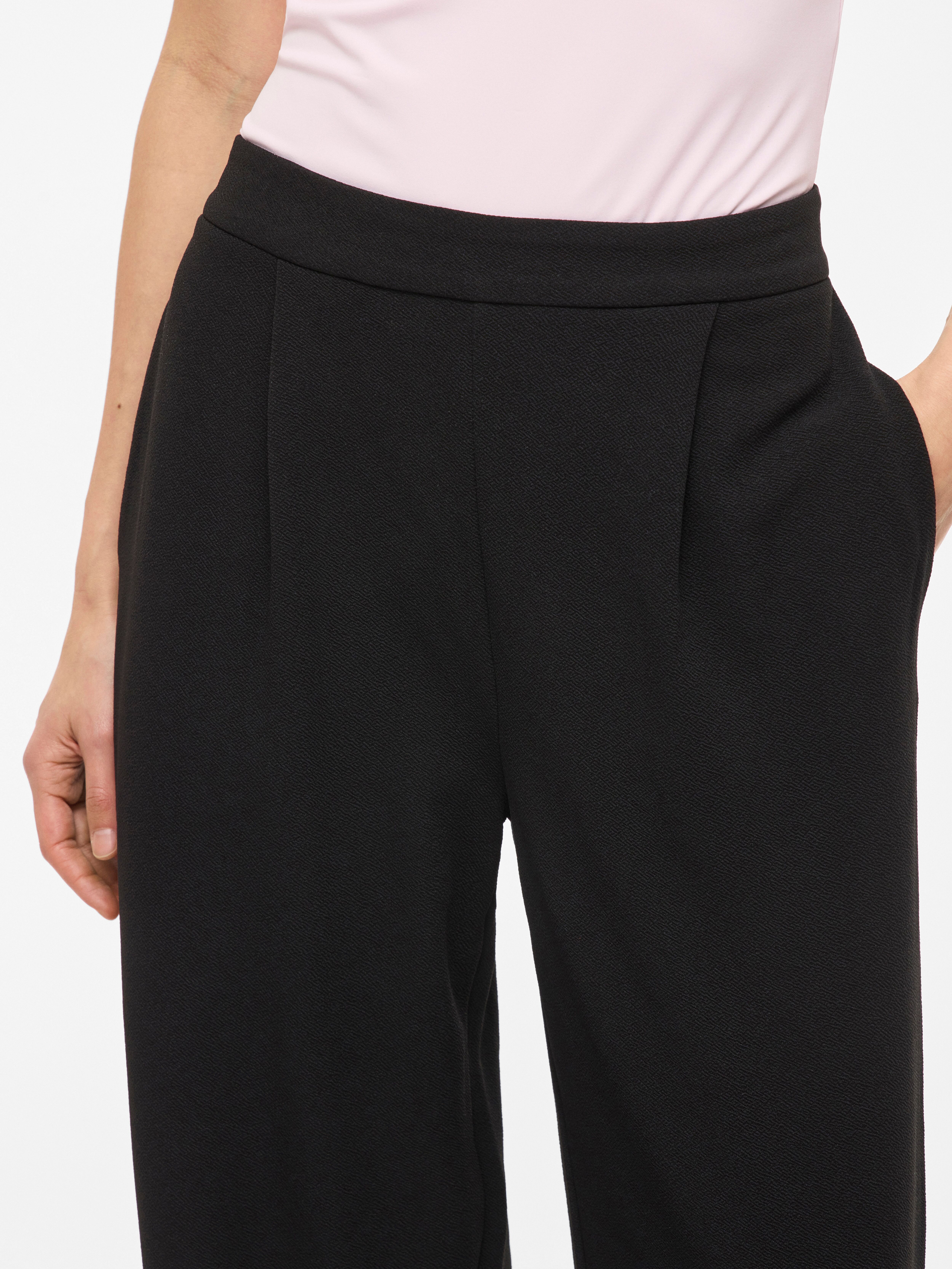 Schlupfhose VILA "VIBENNE HW WIDE PLEAT JRS PANTS - NOOS", Damen, Gr. S (36), Länge 32, schwarz (schwarz beauty), Jersey, Obermaterial: 95% Polyester, 5% Elasthan, unifarben, lang, Hosen Schlupfhose, Materialmix schwarz beauty S (36), Länge 32