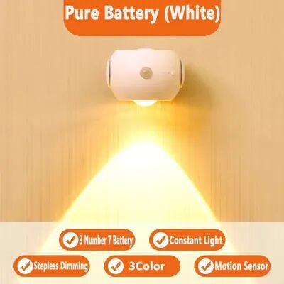 Shop Station Rotatable Motion Sensor Wall Light USB Rechargeable Wireless LED Reading Lamp white 1pcs