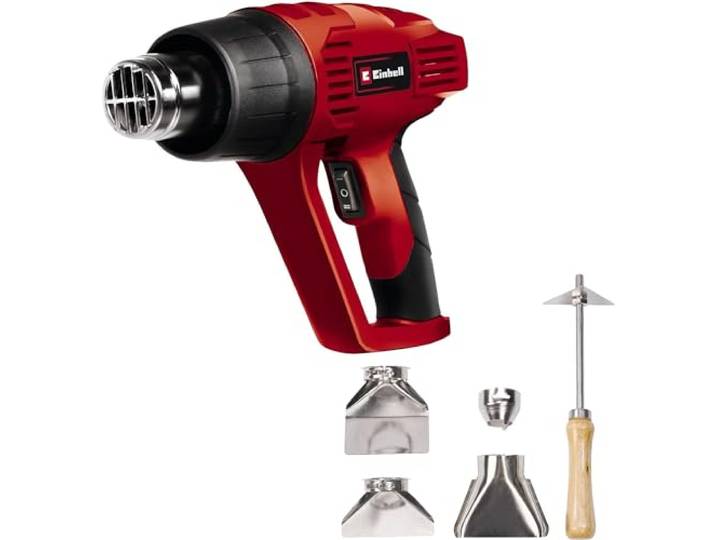 Einhell Heißluftpistole TH-HA 2000/1 (2000 W, 2 Temperaturstufen 350°/550°, Überhitzungsschutz, inkl. 4 Düsen und Farbkratzer)