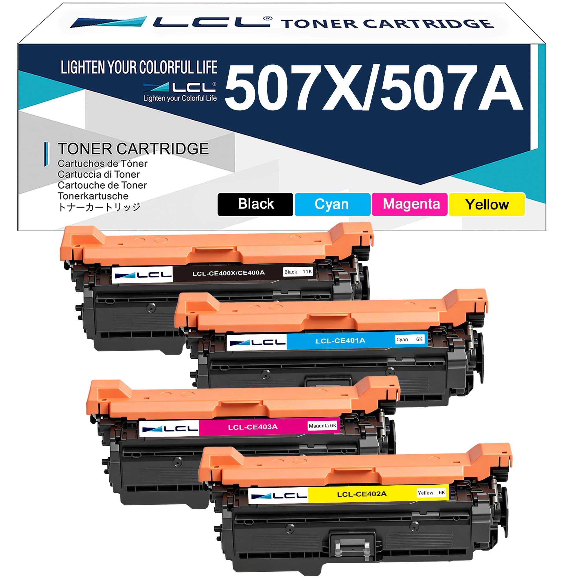 Tonerkartuschen 507X/507A, 4 Stück, Schwarz/Cyan/Magenta/Gelb, für HP LaserJet