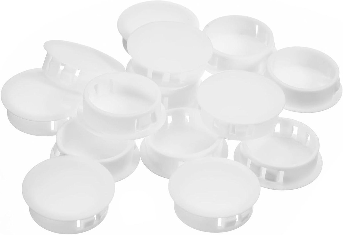 Wit Kunststof Gatdoppen 32 mm voor het afwerken van meubels