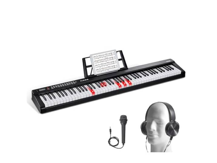 VEVOR Clavier Piano Numérique\, 88 Touches Semi-lestées\, Piano à Clavier Électrique Pleine Taille\, 1000 Sons\, Haut-parleurs Intégrés\, Pédale de Sustain\, Casque\, Bluetooth\, MIDI\, USB\, pour Débutants