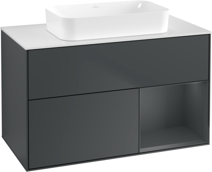 Villeroy und Boch Finion Waschtischunterschrank G661HGHG 100x60,3x50,1cm, Regal rechts Midnight Blue Matt Lacquer, Midnight Blue Matt Lacquer