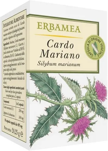 ERBAMEA Srl Cardo Mariano 50 Opercoli - Integratore Naturale per la Tua Salute Epatica - Scopri i Benefici del Cardo Mariano