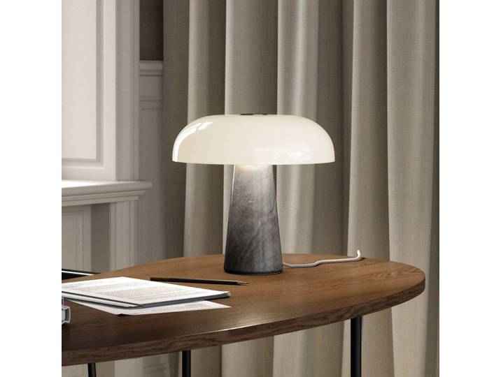 Design tafellamp Glossy, alu / grijs / zink, Woon-/ Eetkamer, Steen, Design, tafellamp