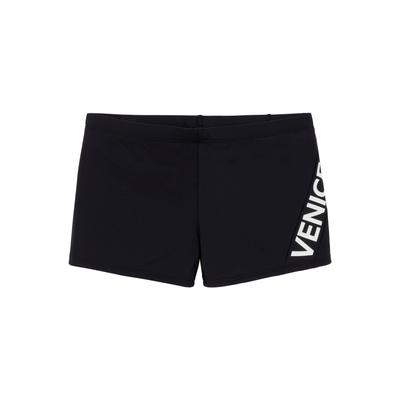 Boxer-Badehose VENICE BEACH, Herren, Gr. 5, N-Gr, schwarz, Recycling-Polyamid, unifarben mit Farbeinsatz, Badehosen, mit Logo-Schriftzug