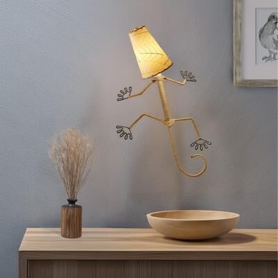 Eangee Home Design Eangee Handmade Gecko Wall Lamp Combo, Cocoa Leaves Shade, 16 x 7 x 24 in. - 18 x 10 x 24