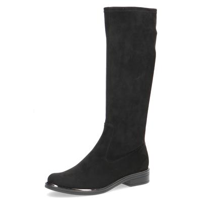 Schlupfstiefel CAPRICE, Damen, Gr. 42, XS-Schaft, schwarz, Textil, unifarben, Schuhe Schlupfstiefel, Blockabsatz, Langschaftstiefel in klassischer Linie, XS Schaft