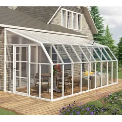 Rion Kunststoff Anlehngewächshaus Sun Room 49 | Weiß | 570x258x266 cm | Fundamentoption - Weiß