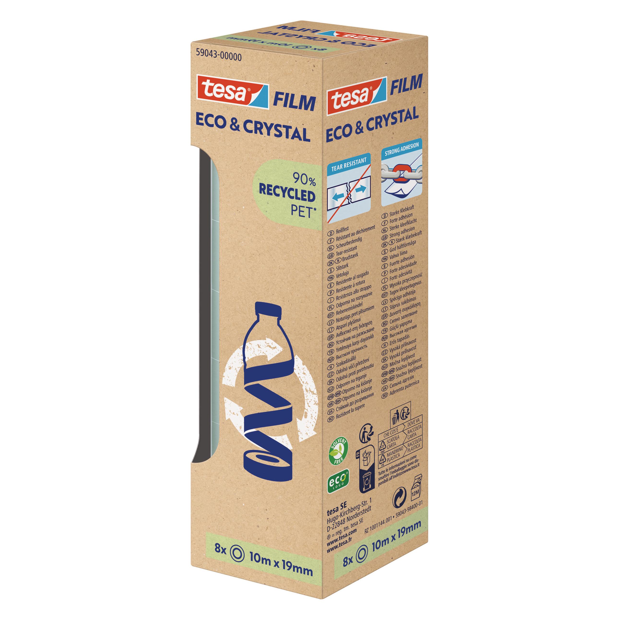 tesa tesafilm ECO & CRYSTAL Klebeband 8 Rollen je 10m:19mm (19 mm) (59043-00000-00)