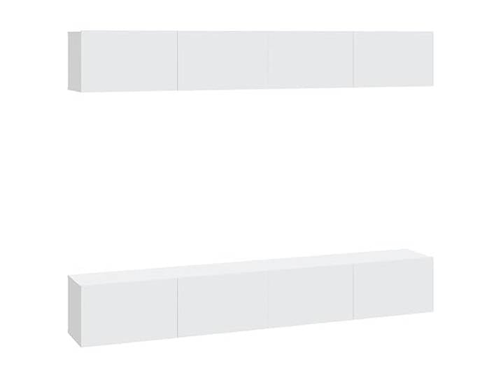 GKHPYURE TV-Möbel zur Wandmontage, 4 Stück, weiß, 100 x 30 x 30 cm Mehrschichtholz, 2 Möbelfächer, Klapptüren, Wandmontage