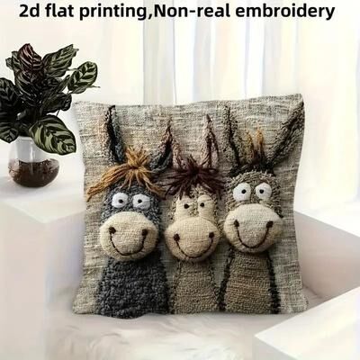 Uplift Treasures 45cm Plush Smiling Donkey Cushion Cover a 450mm*450mm