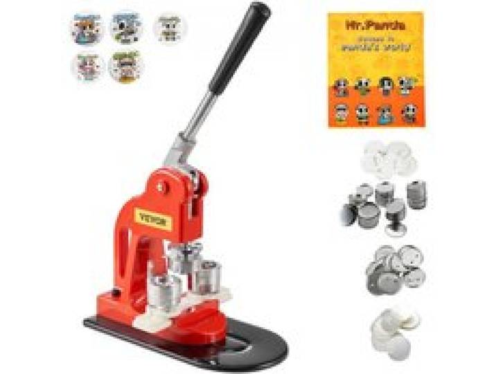 VEVOR Button Maker Machine, 25 mm (1 inch) Badge Punch Press Kit, DIY Cadeaus voor Kinderen, Button Making Supplies met 500 stuks Button Onderdelen & Cirkelsnijder & Spell Book